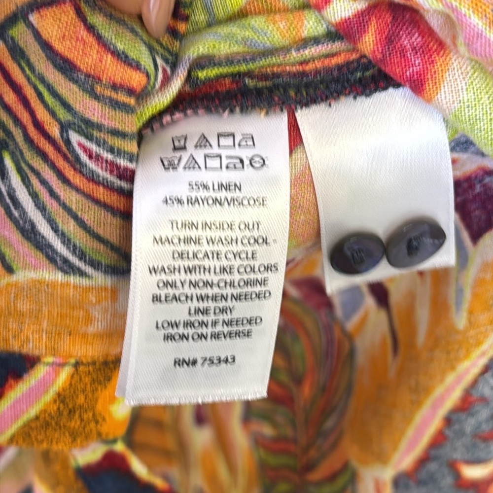 C&C California Multicolor Leaf Pattern Casual Shirt Dress Large - Picture 4 of 5